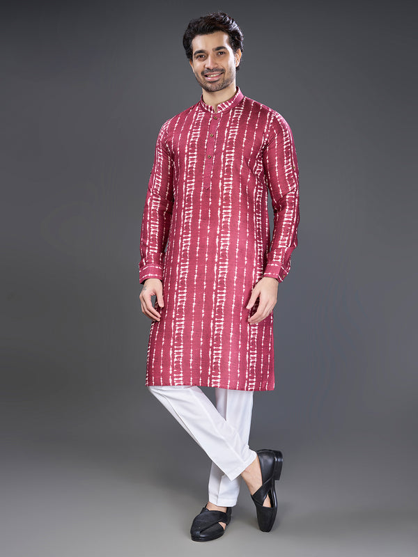 Pinkish red shibori printed kurta
