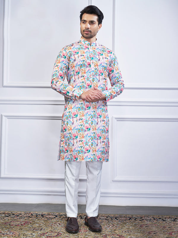 Multi hue abstract printed kurta