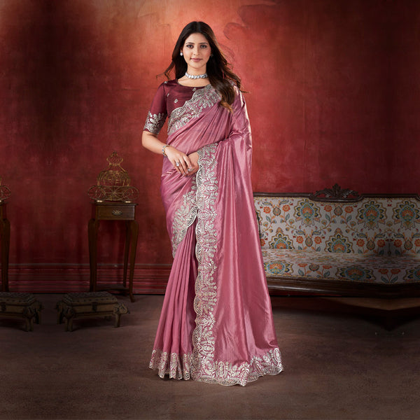 Majestic Charm  Magenta Embroidered Saree