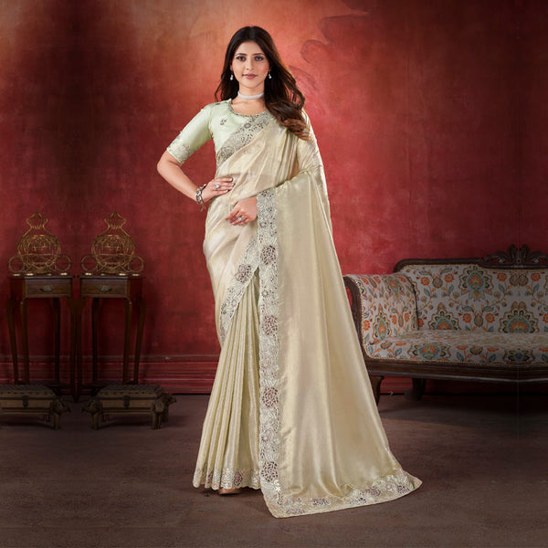 Grace Timeless Cream Embroidered Saree