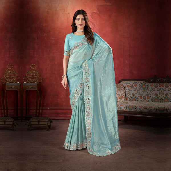 Exquisite Elegance Sky Blue Embroidery Saree