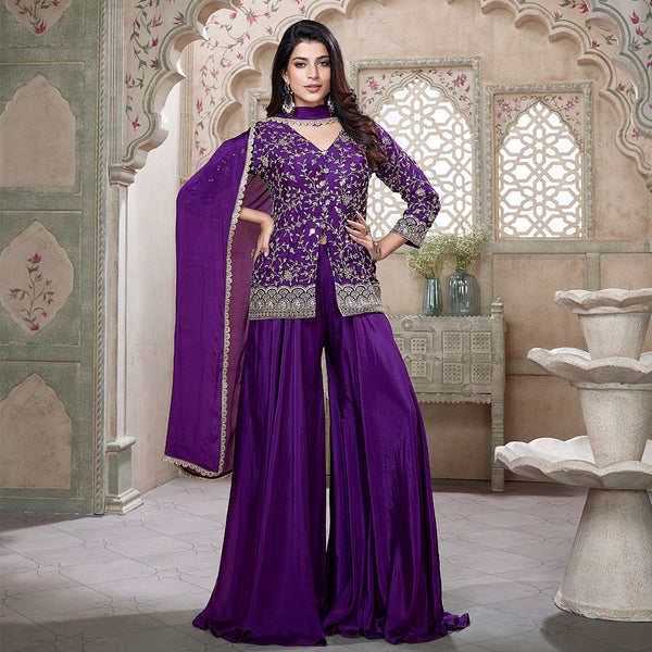 Regal Orchid  Elegance Designer Purple Palazzo Set
