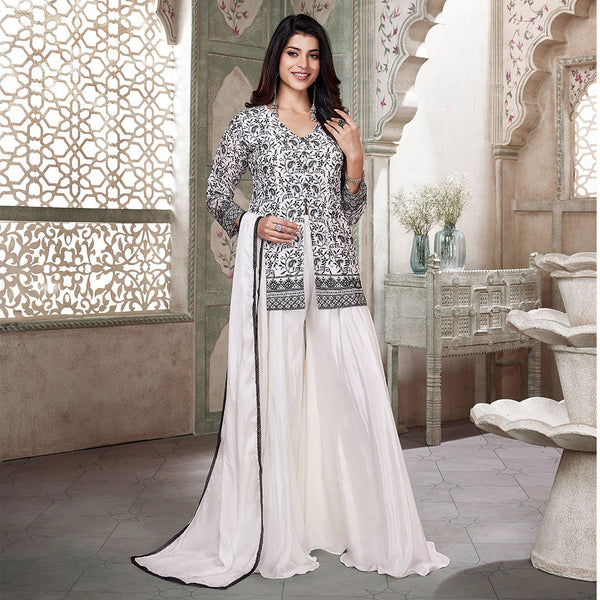 Sophistication Frost White Printed Palazzo Set