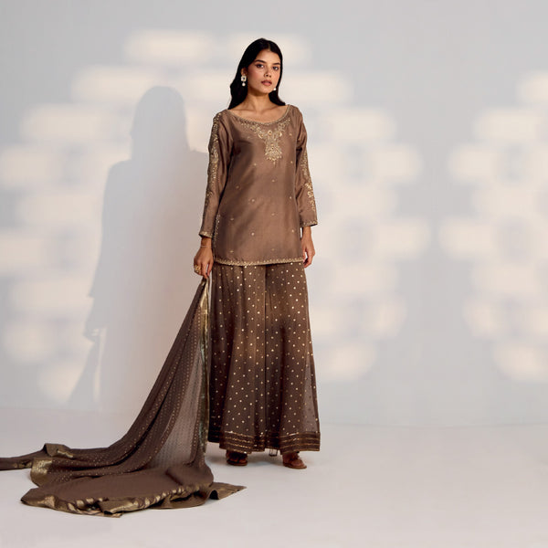 Hazel Sequined Top and Palazzo with Dupatta