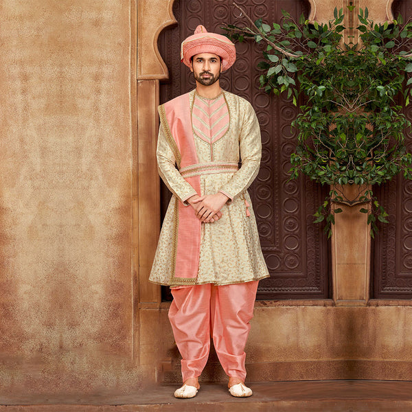 Rosy Radiance  Pink Peshwari Set for Men