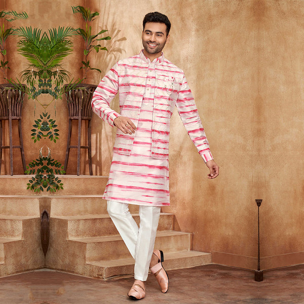 Blush Harmony  Pink and White  Bandi Set for Men