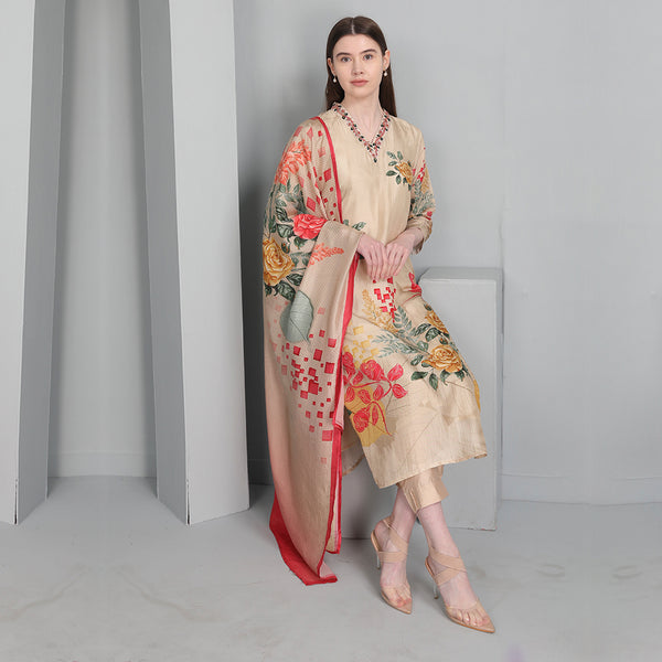 Opulent Golden Floral Print Salwar Suit