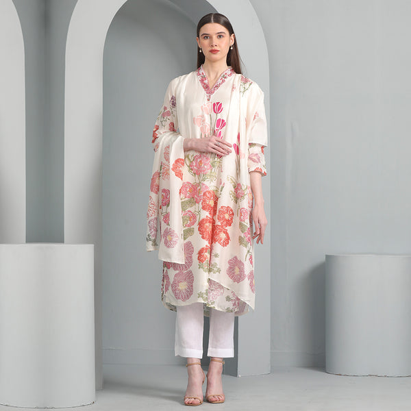 Gracefull Charming White Floral Salwar Suit