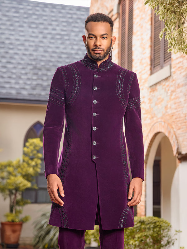 Royal Plum Velvet Indo-Western