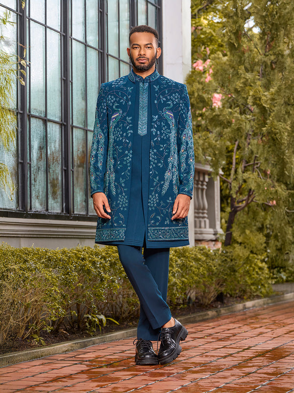 Stormy Teal Blue Indo-Western – Suvidha Fashion