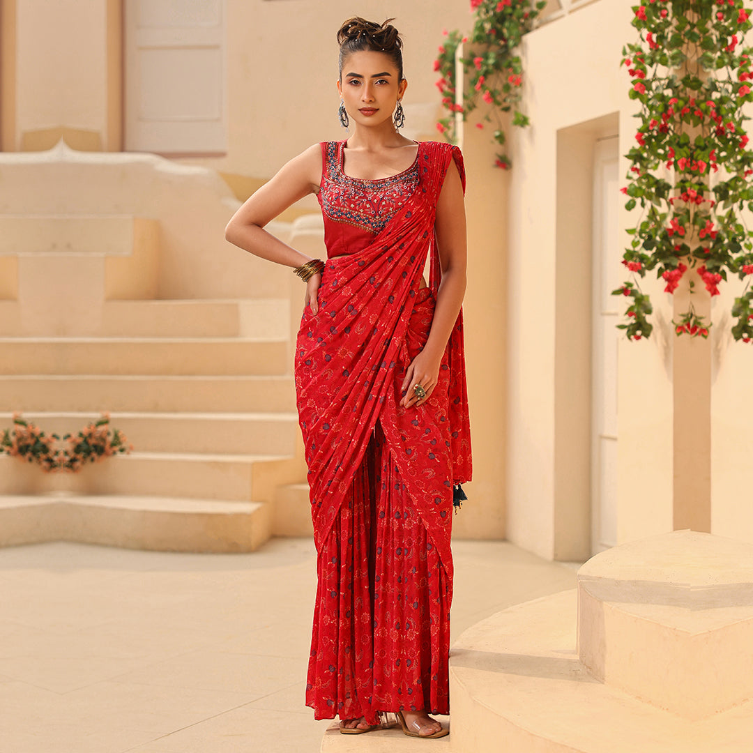 Fusion saree style best sale