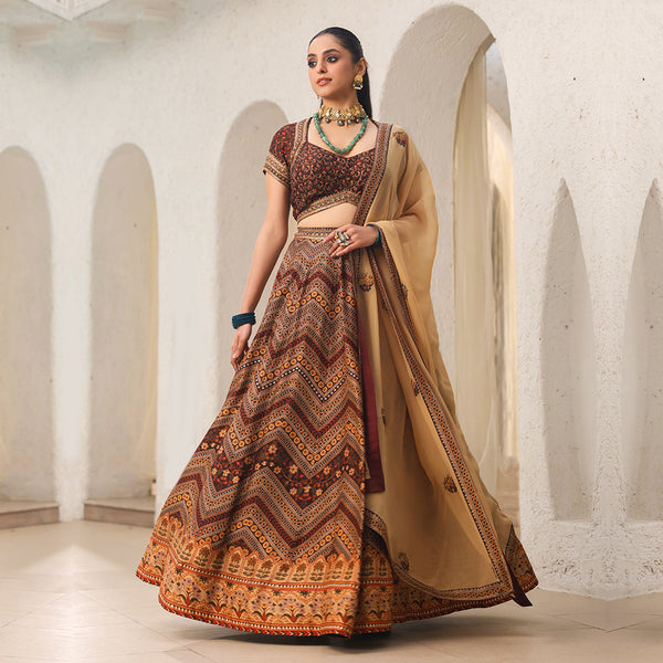 Chocolate Charm Embroidered Lehenga Set