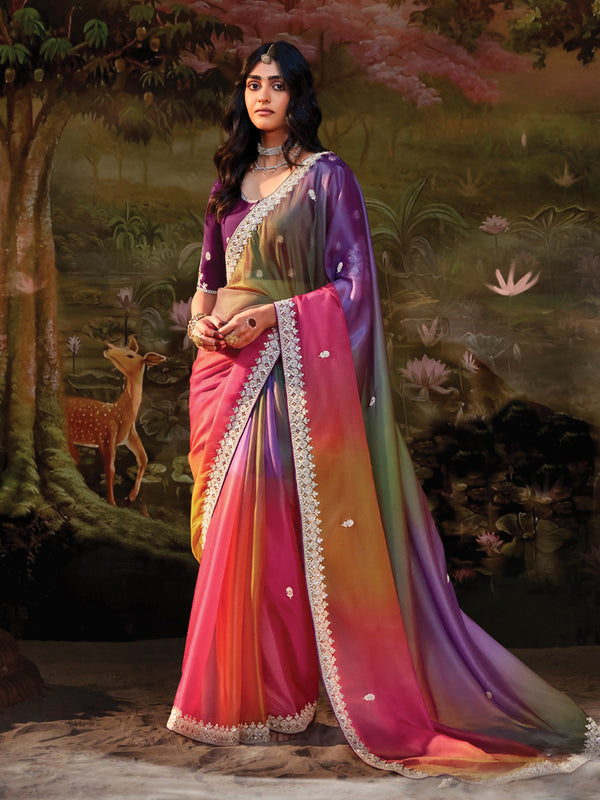 Mystic Aurora Ombre Silk Saree