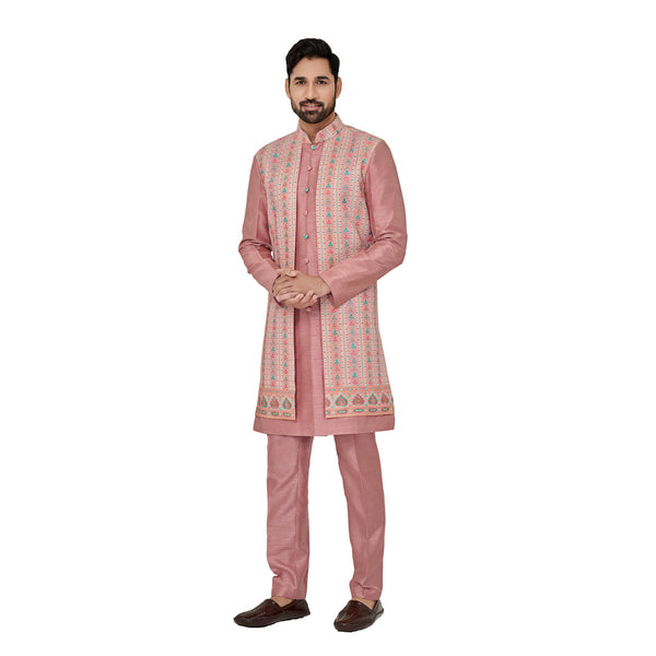 Silk Onion Pink Wedding Look Indowestern