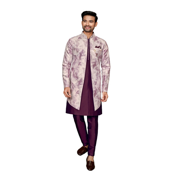 Purple Silk Indowestern for Wedding Look
