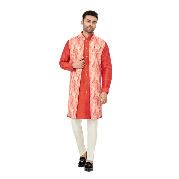 Red Wedding Wear Silk Indowestern