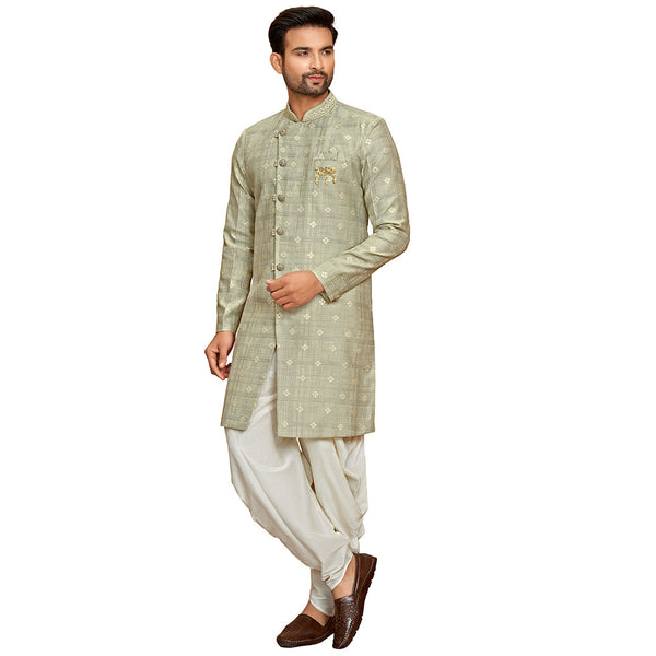 Regal Elegance Men's Embroidery Art Dhoti Style Indowestern