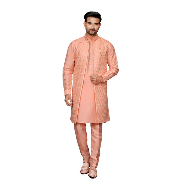 Peach Silk IndoWestern for Men