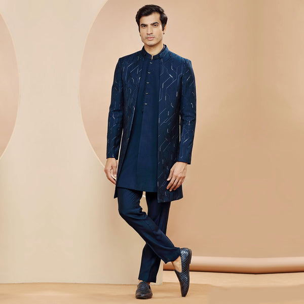 Navy Blue Indo Western with Stunning Jacket