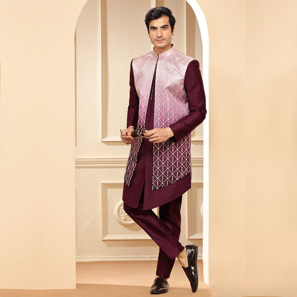 Marvellous Maroon Ombre Indo Western