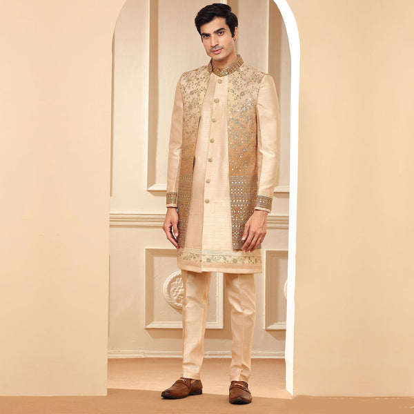 Light Golden Ombre Indo Western for Men