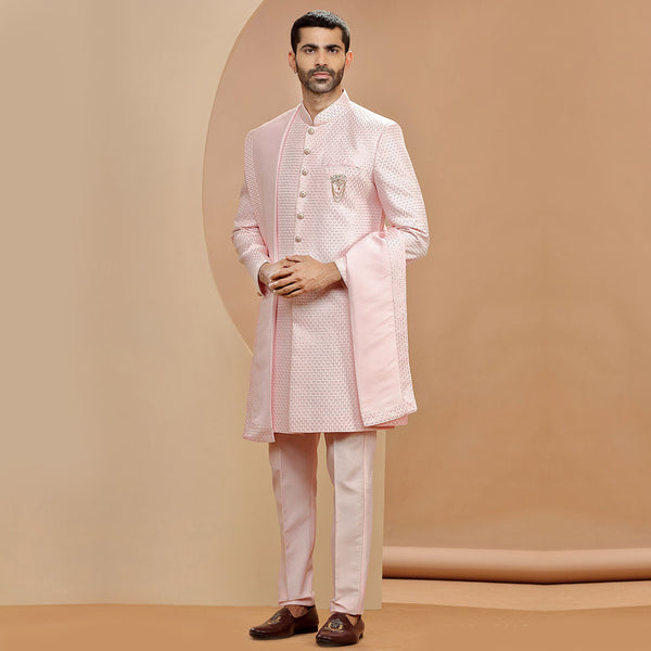 Barely Pink Indo Western With Dupatta