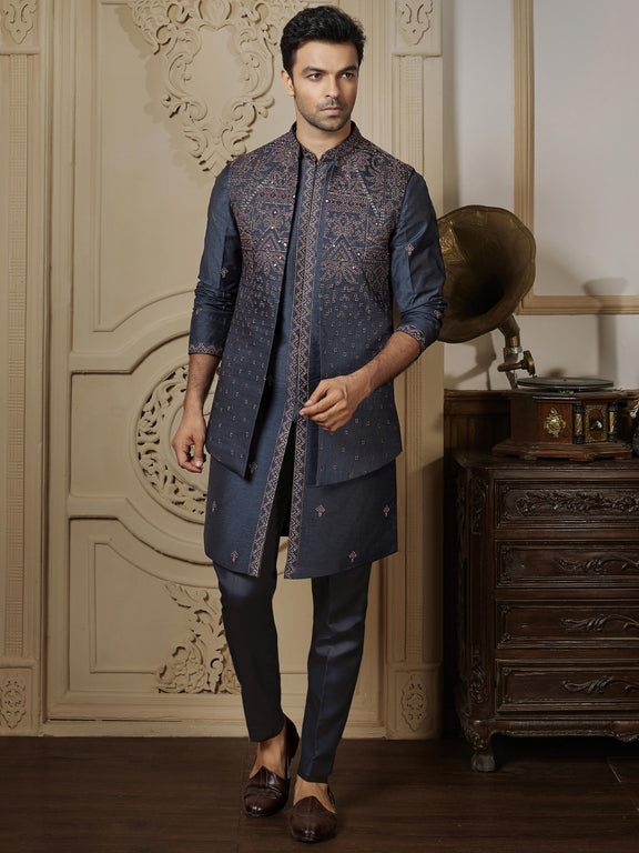 Peacock Blue Indo Western Dress