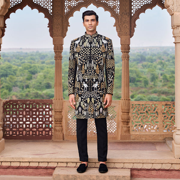 Black and Copper Contrasted IndoWestern  Set