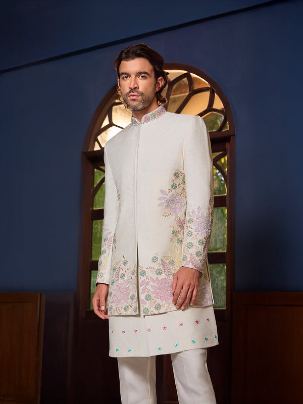 Ivory Bloom Pastel Embroidered Jodhpuri