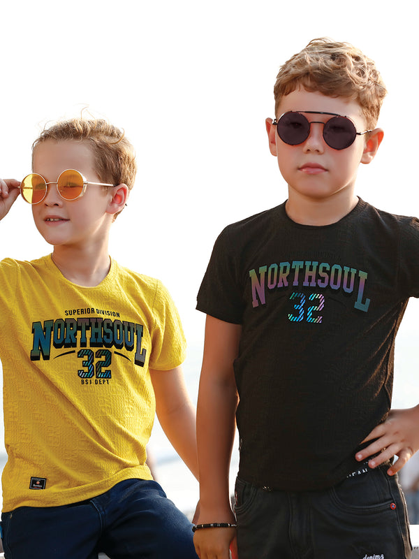 Boys Casual T-Shirt Combo in Yellow and Black