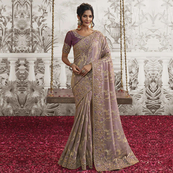 Berry Blush Zardozi Embellished Drape Saree