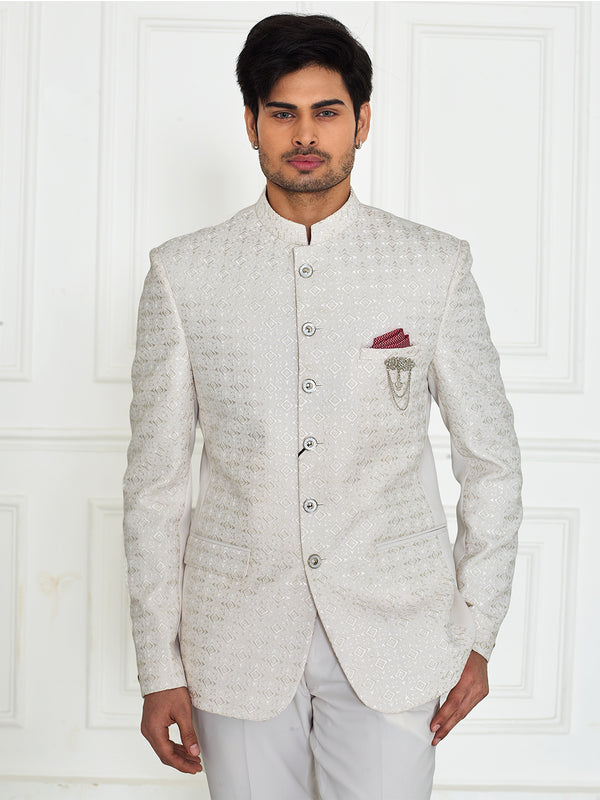 white dress for men Celestial Charm Indo-western Fits trimmer in smaller sizes and fuller in larger sizes Buy White Kurta pajama Set