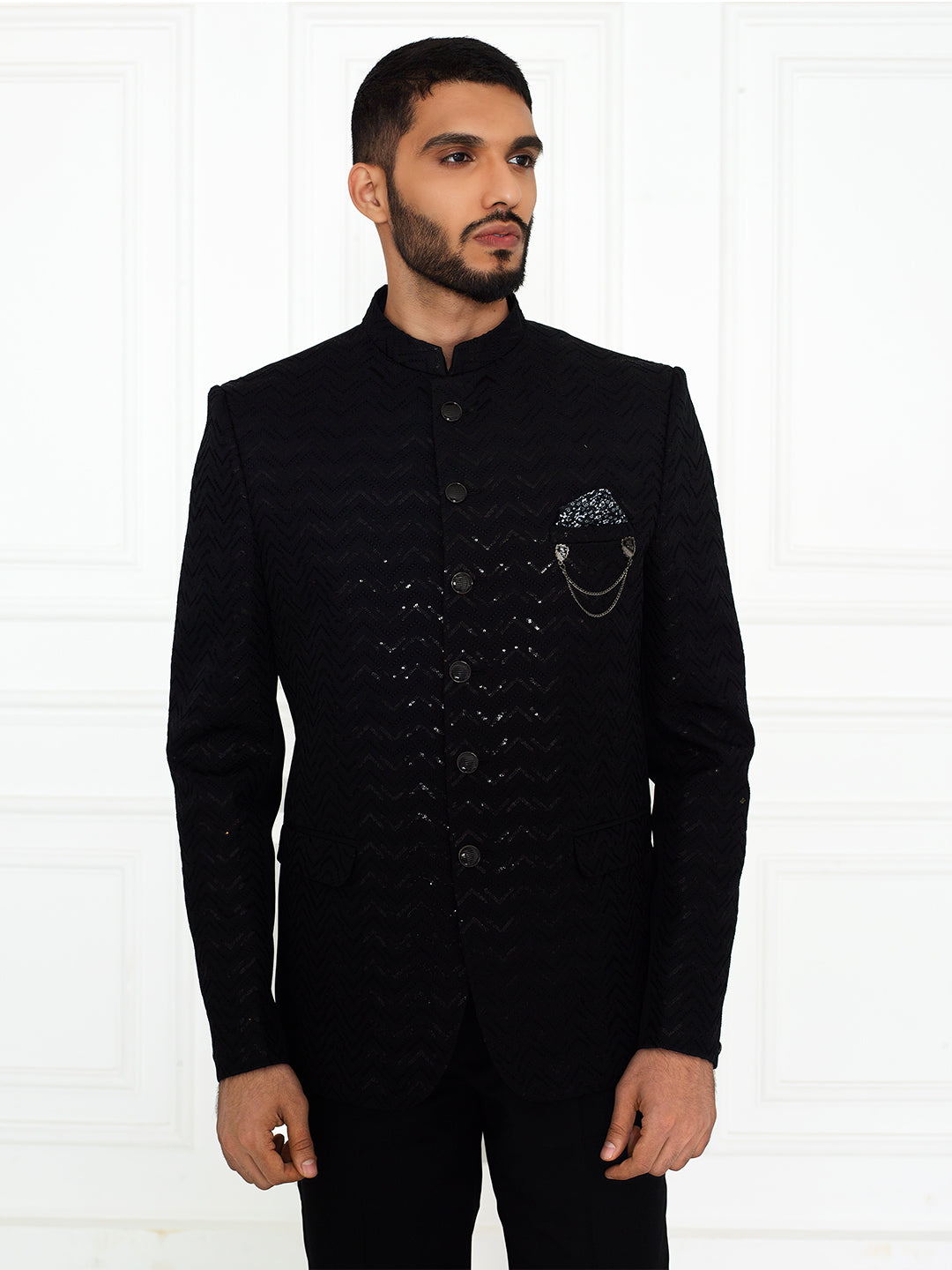 Stunning Sequined Jodhpuri Set in Black – Suvidha Fashion