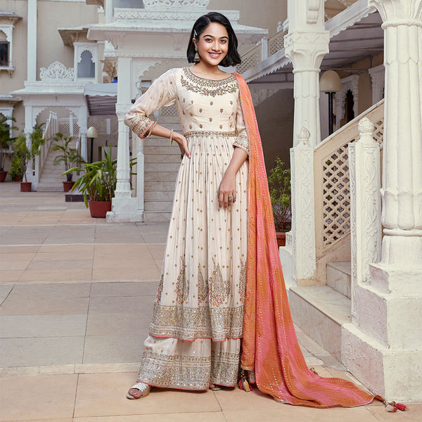 Intricacy Timeless Cream Designer Salwar Suit for Women