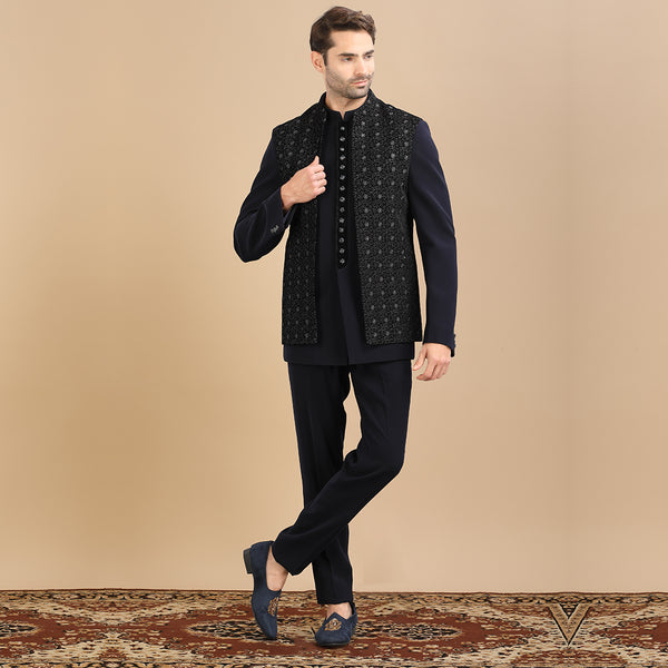 Elegance Regal Noir Jodhpuri with Embroidered  Jacket