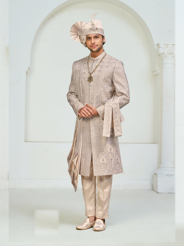 Elegant Rose Gold Groom Sherwani