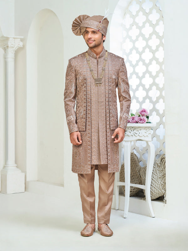 Two-Tone Embroidered Sherwani Set for Groom & Festive Events