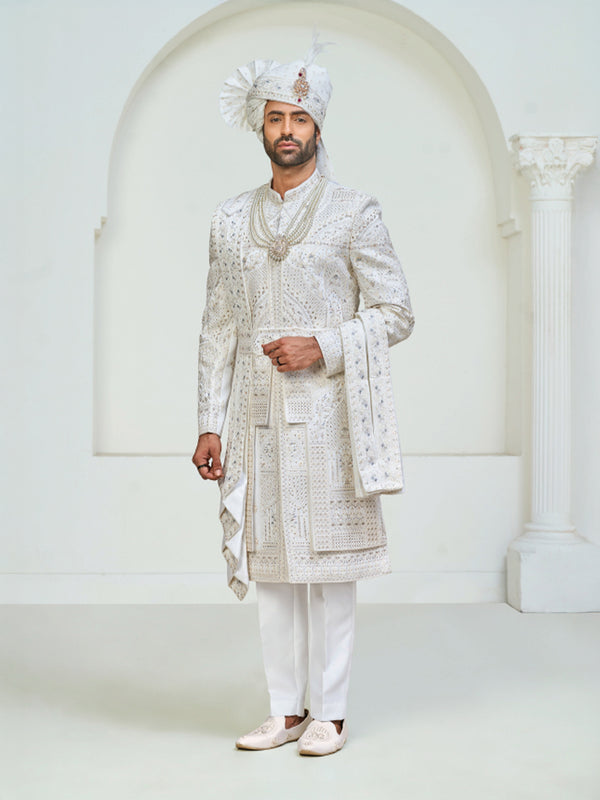 Designer Cream Indo-Western Sherwani