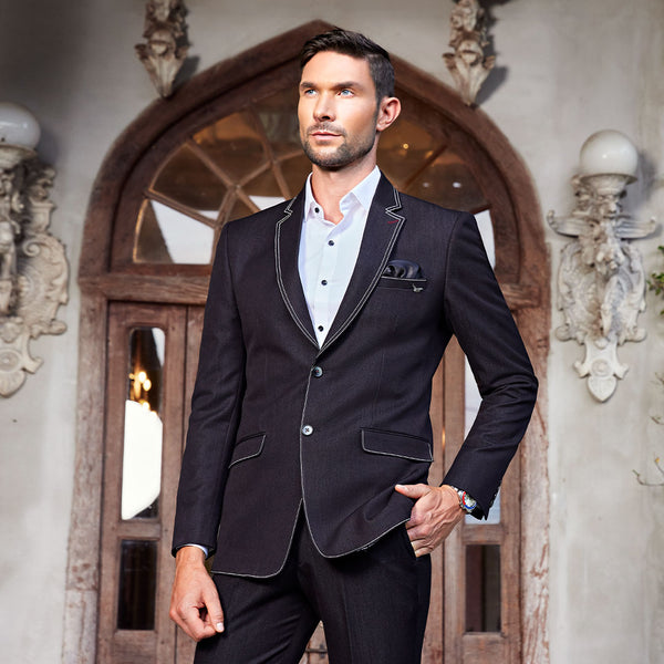 Stylish Fabricated Black Suit For Men