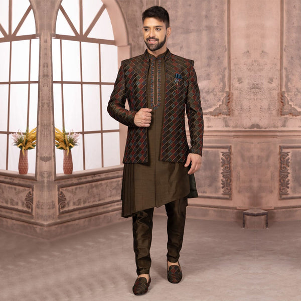 Refreshing Green  Jacket-Style Indowestern