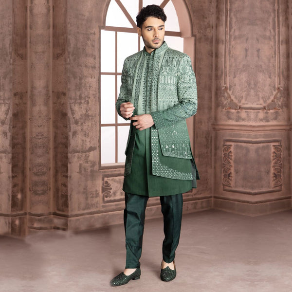 Emerald Men's Green  Reverie Indowestern  for Mens