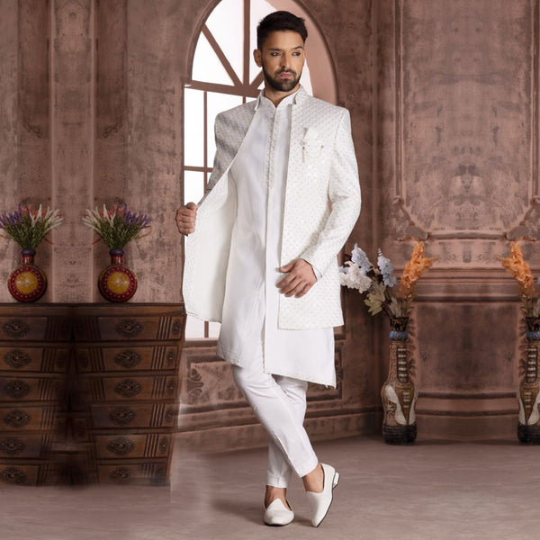 Elegance White Indowestern Ensemble Pristine  for Mens