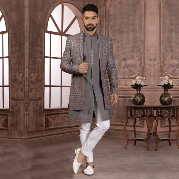 Chic Dark Grey Jacket Set for Men