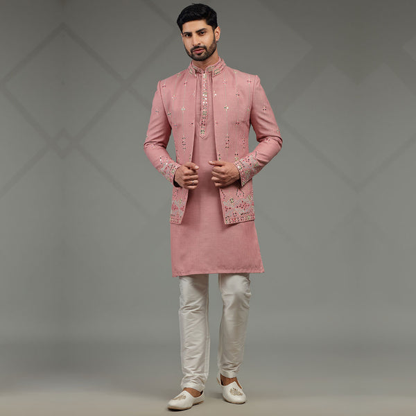 Rosy Fusion  Pink Indowestern for Mens