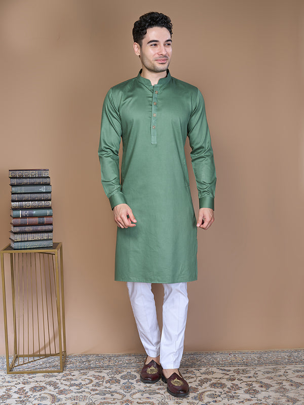 Pastel Green Silk Kurta Set