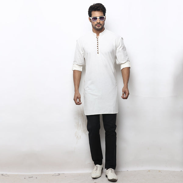 Timeless Simplicity  Plain White Kurta for Men