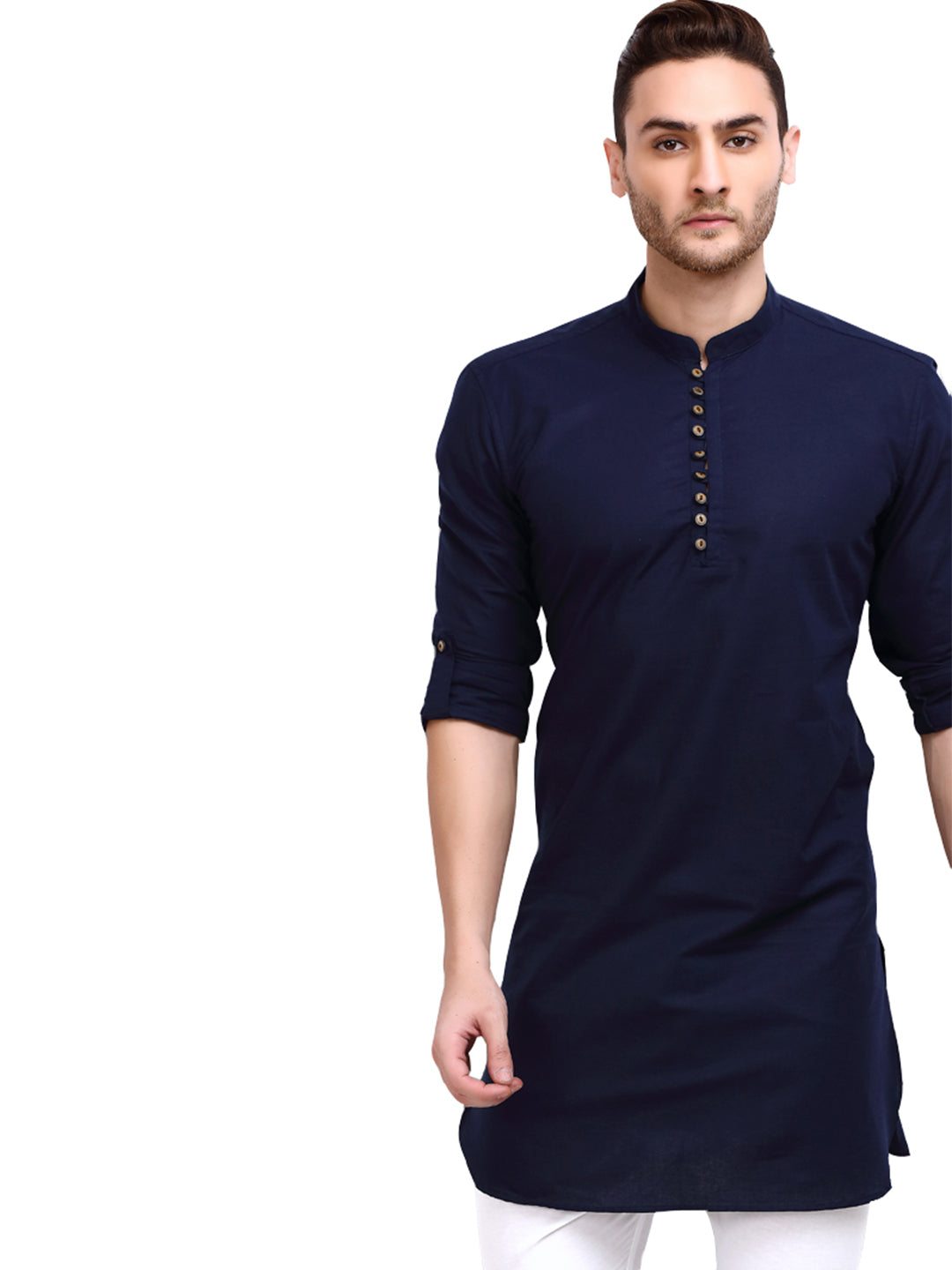 Warm Navy Blue Hued Patterned Kurta for Men – Suvidha Fashion