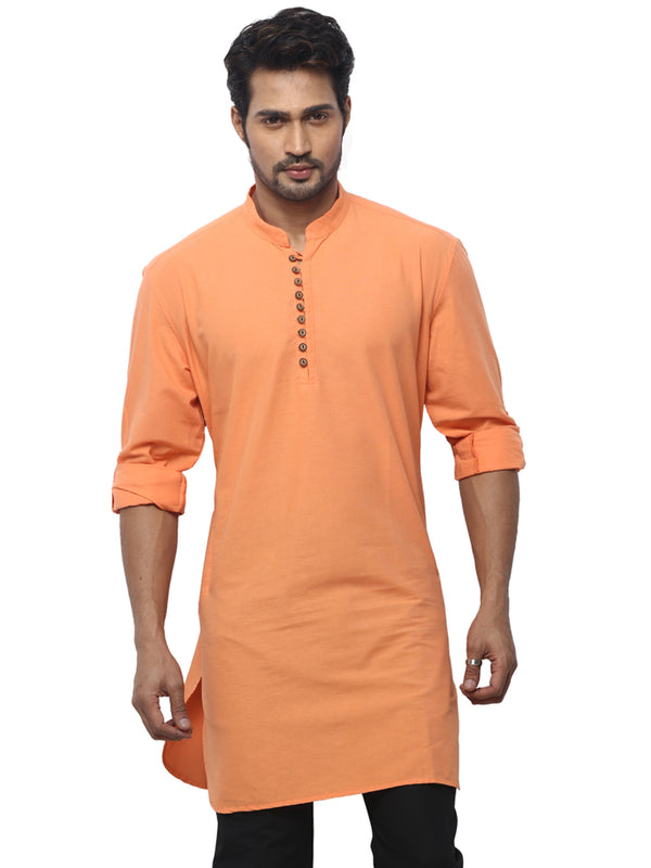 Mens Festive Peach Hue Pastel Kurta