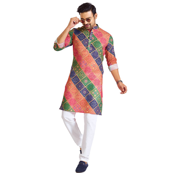 Artisanal Flair Multicolor Designer Patch Kurta for Men