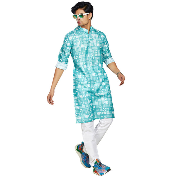 Blue Hues  Contemporary Patch Pattern Kurta